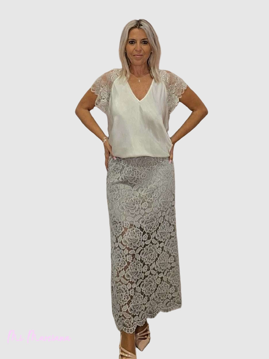 FALDA MIDI ENCAJE JOT