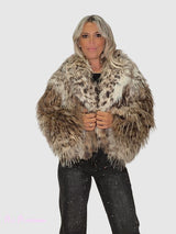 VESTE DOUBLE FOURRURE À IMPRIMÉ ANIMAL LUMINA