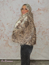 VESTE DOUBLE FOURRURE À IMPRIMÉ ANIMAL LUMINA