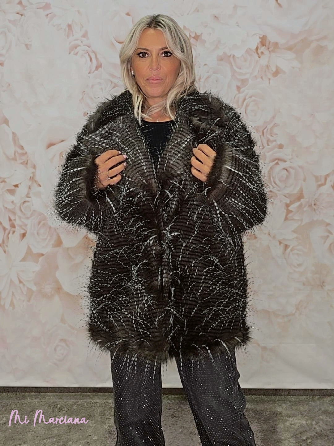 GIACCA A RIGHE DOPPIA PELLICCIA LUMINA