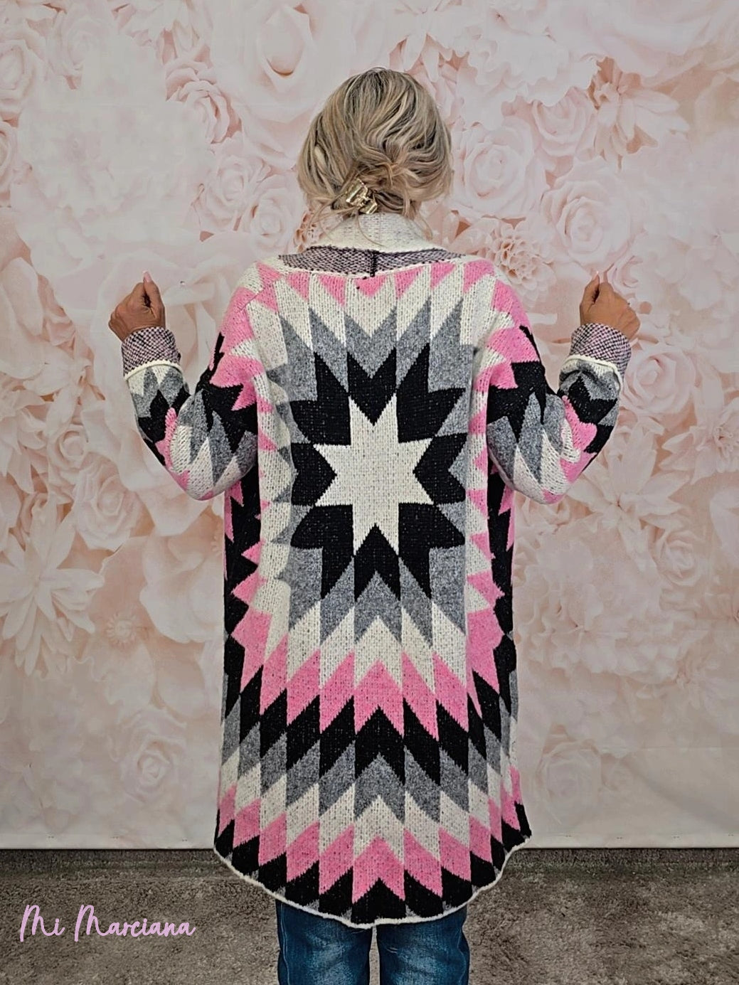 CHAQUETA PUNTO ÉTNICO ROSA JOT