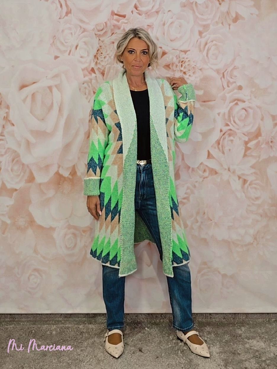 CHAQUETA PUNTO ÉTNICO VERDE JOT