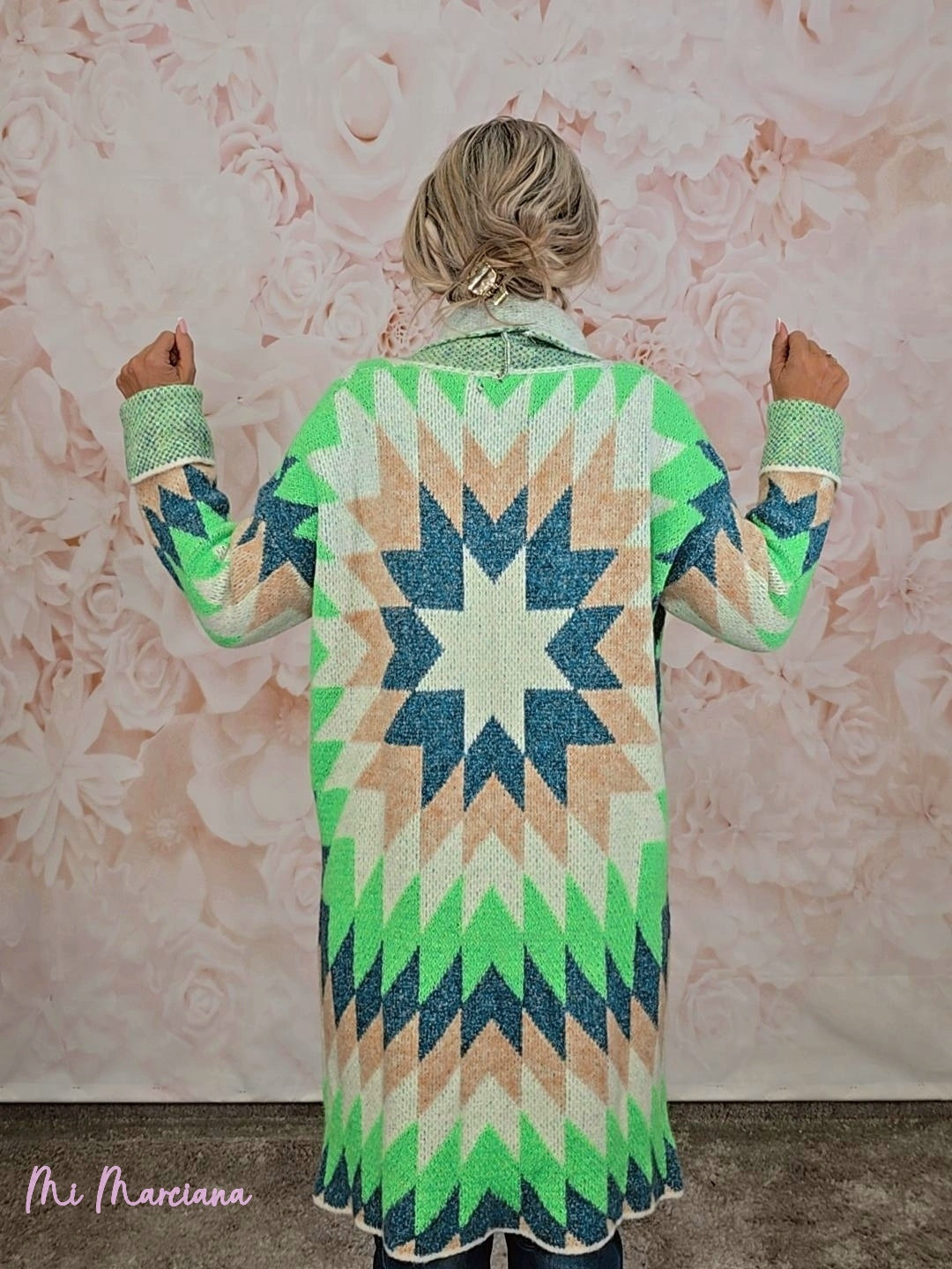 CHAQUETA PUNTO ÉTNICO VERDE JOT