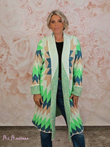 CHAQUETA PUNTO ÉTNICO VERDE JOT