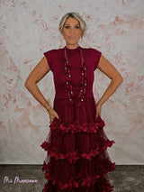 ABITO IN MAGLIA COMBINATA CON TULLE E VOLANT