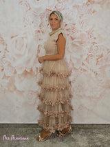 ABITO IN MAGLIA COMBINATA CON TULLE E VOLANT