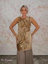 ABITO PLISSETTATO CON PAILLETTES COMBINATE