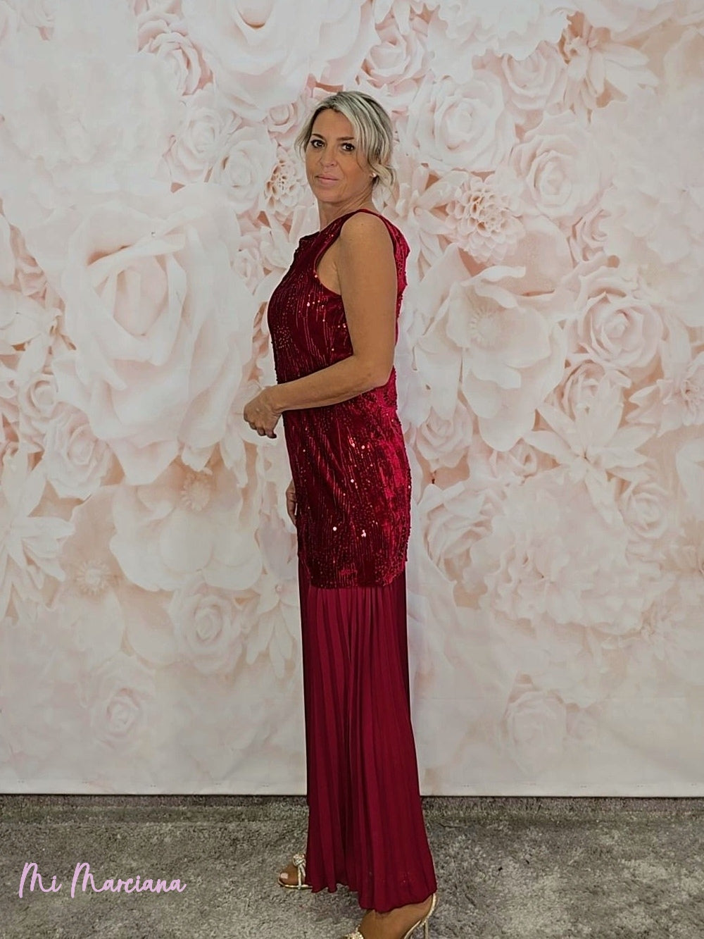 ABITO PLISSETTATO CON PAILLETTES COMBINATE