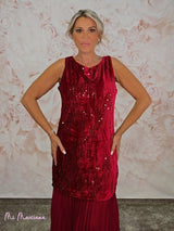 ABITO PLISSETTATO CON PAILLETTES COMBINATE