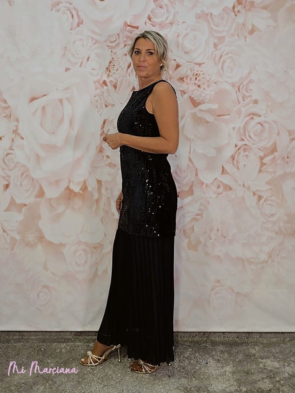 ABITO PLISSETTATO CON PAILLETTES COMBINATE