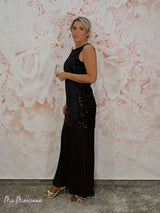 ABITO PLISSETTATO CON PAILLETTES COMBINATE