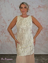 ABITO PLISSETTATO CON PAILLETTES COMBINATE