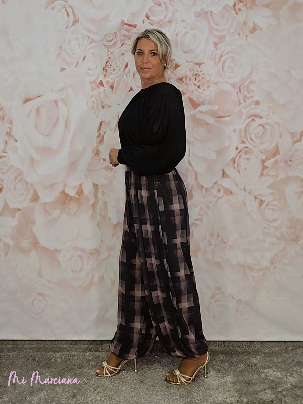 Calças de chiffon estampadas com Aladdin