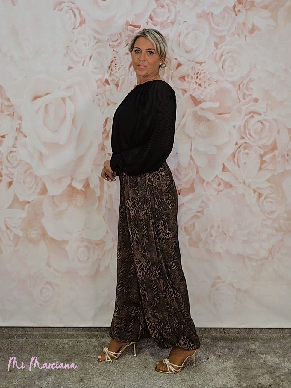 Calças de chiffon estampadas com Aladdin