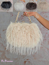 SAC DOUBLE EN FOURRURE AVEC BANDOULIÈRE TRESSÉE