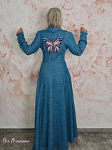 VESTIDO AZUL DENIM COLA PARCHES