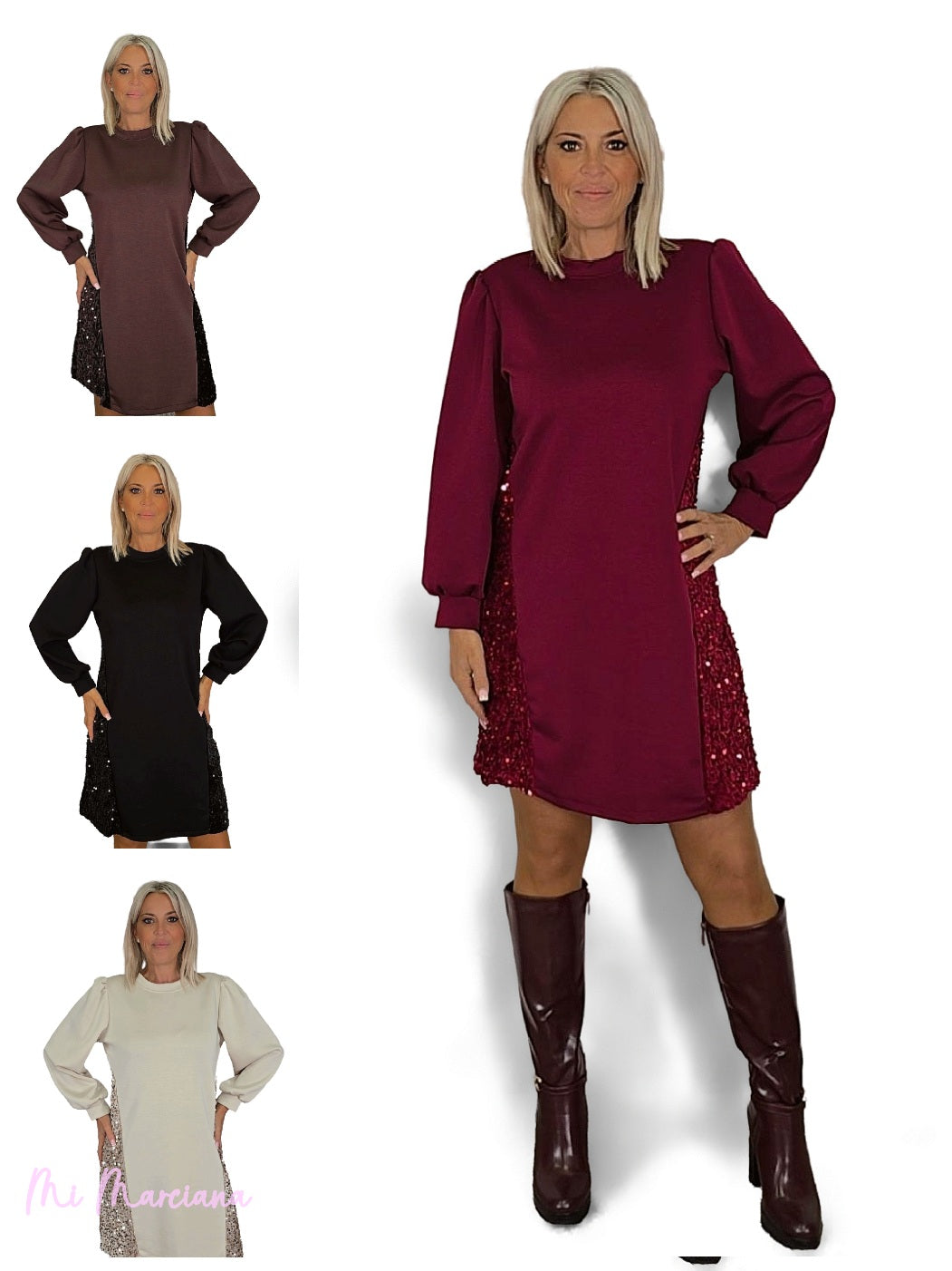 VESTIDO DE PAETÊS COM RISCAS LATERAIS