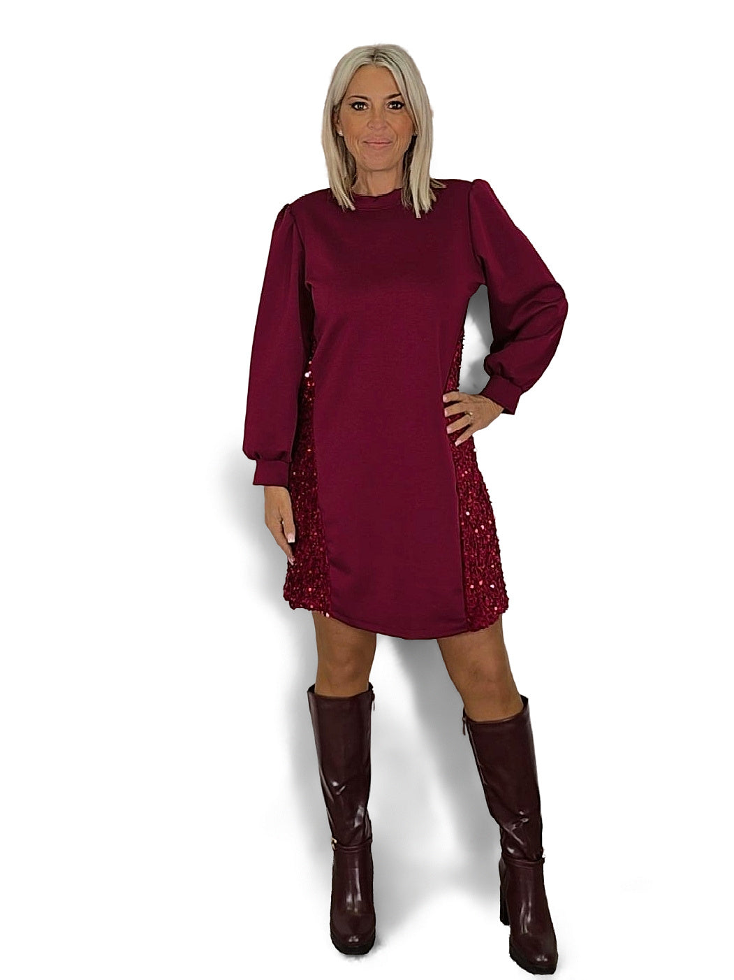 VESTIDO DE PAETÊS COM RISCAS LATERAIS