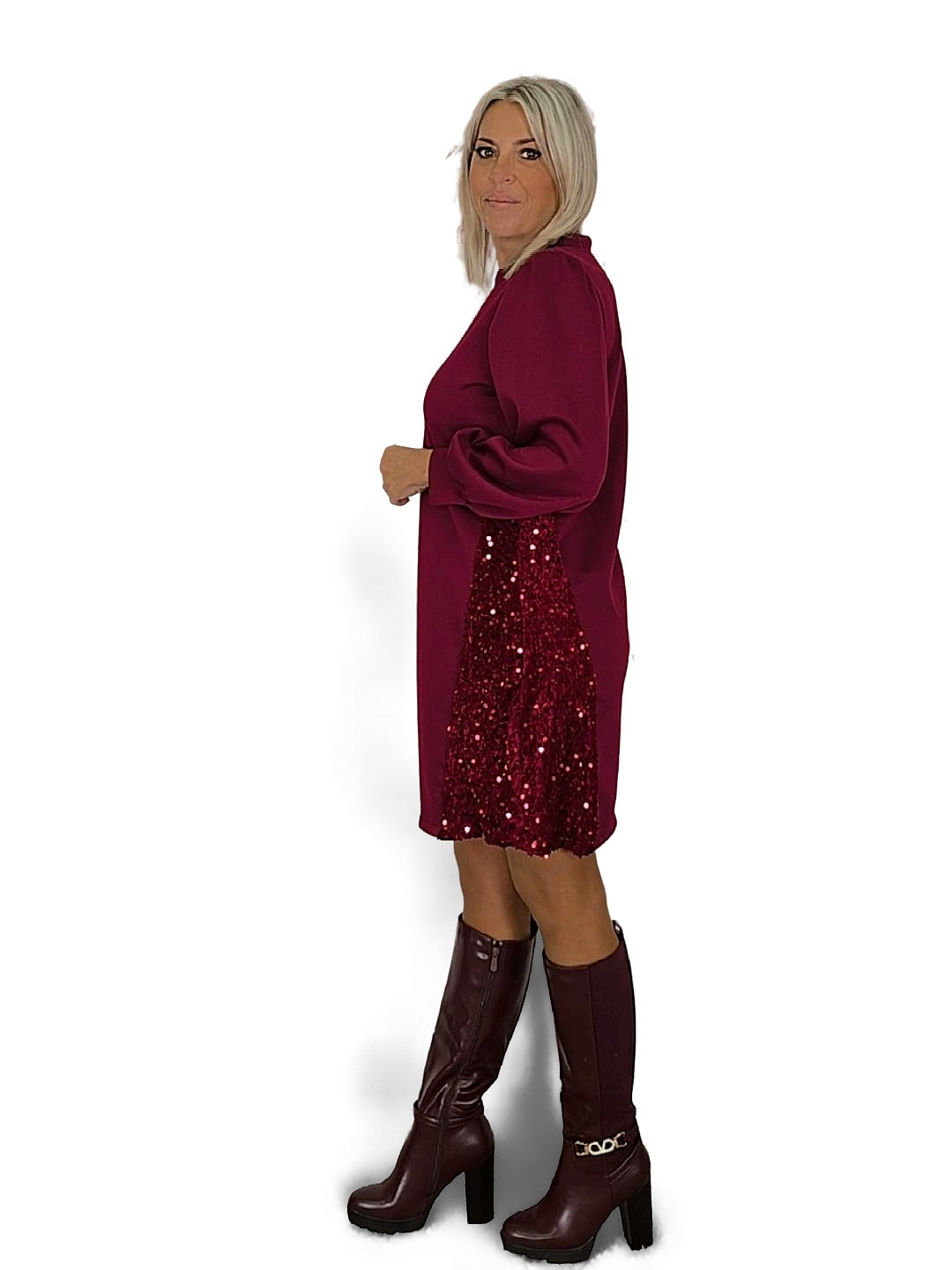 VESTIDO DE PAETÊS COM RISCAS LATERAIS