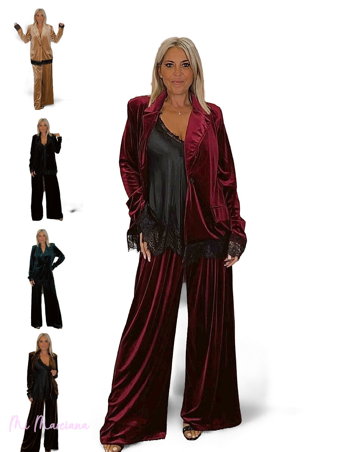 Fato de veludo com renda