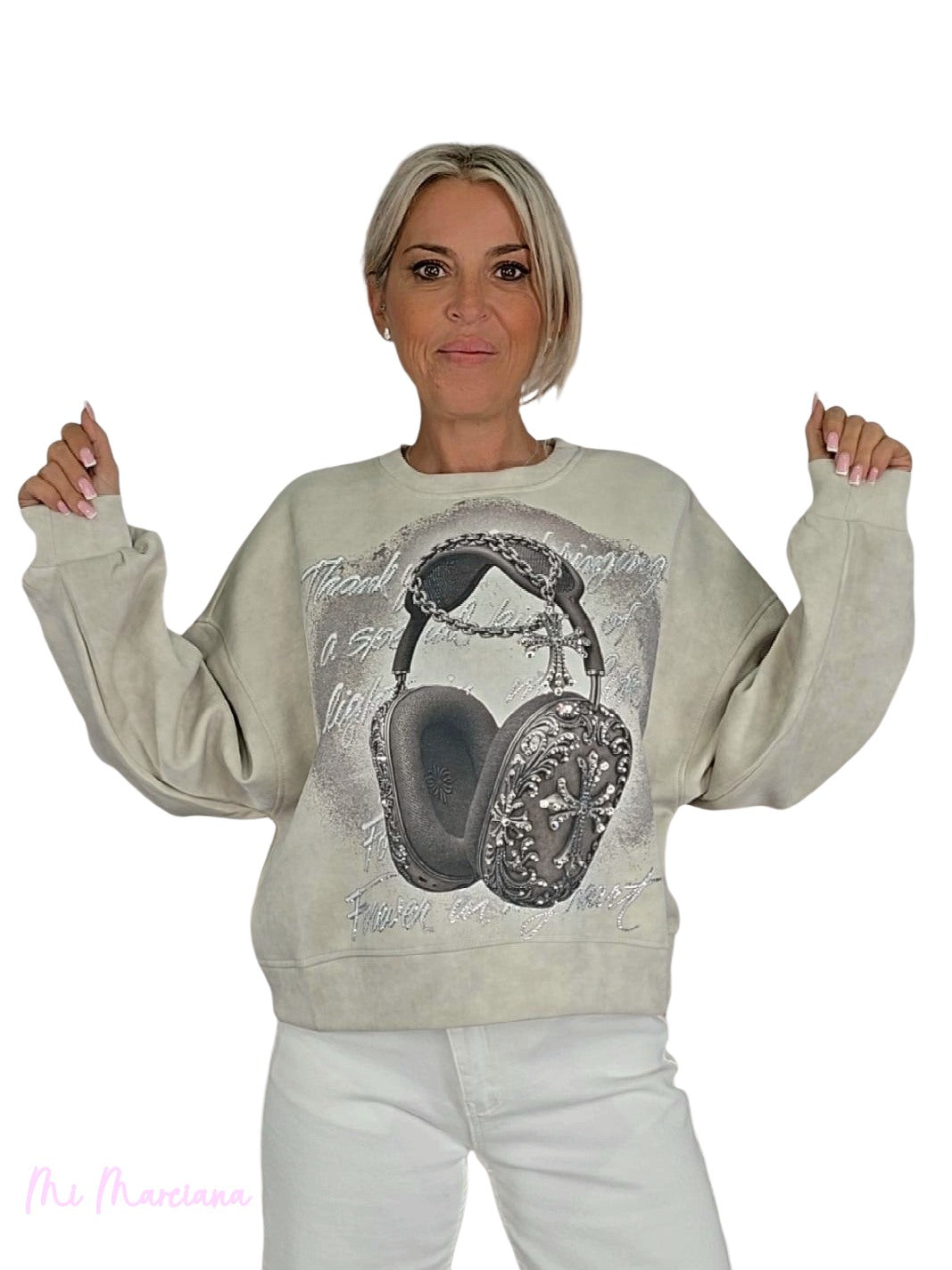 SUDADERA CORTA AURICULARES STRASS JOT