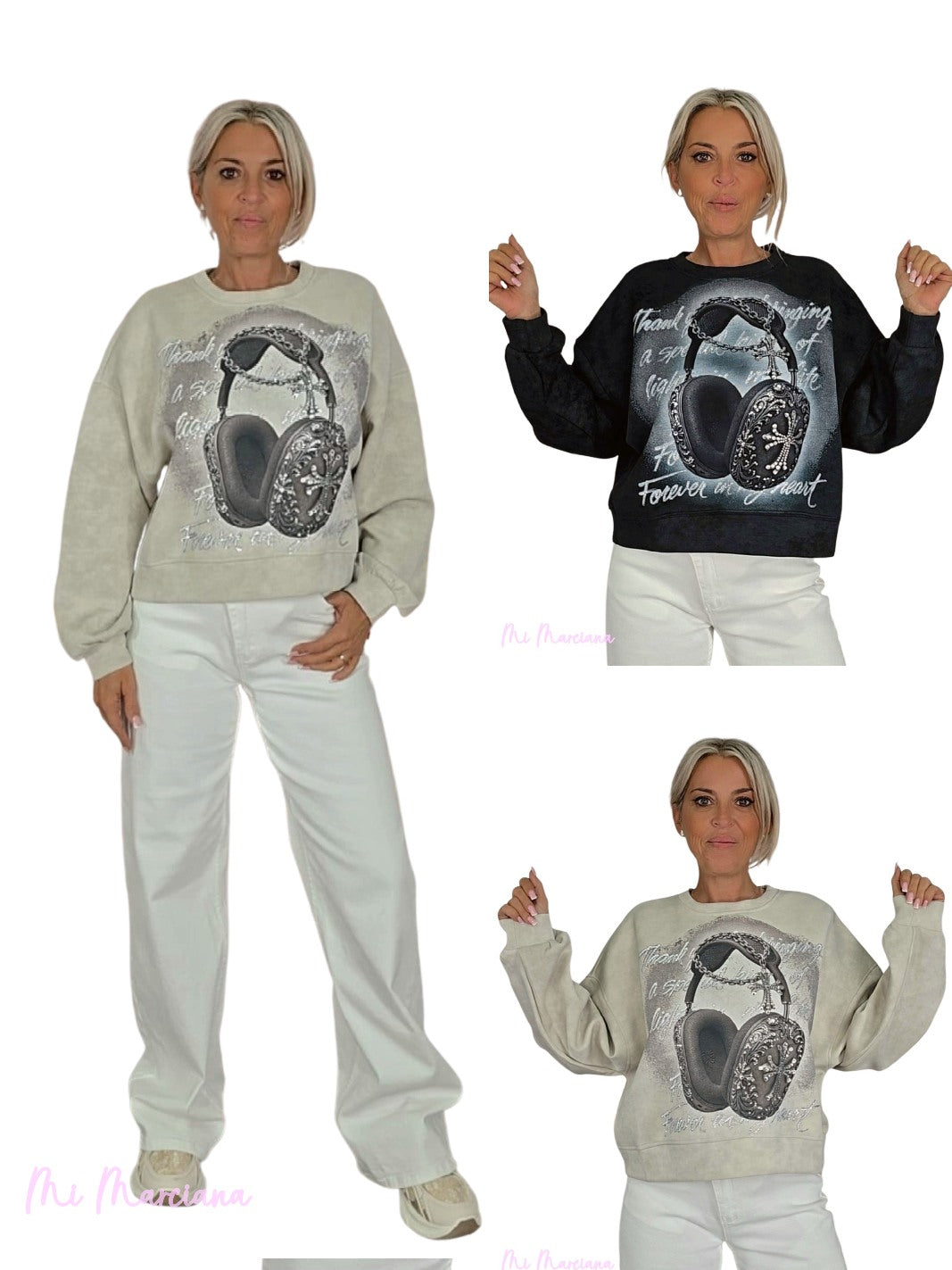 SUDADERA CORTA AURICULARES STRASS JOT