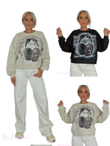 SUDADERA CORTA AURICULARES STRASS JOT