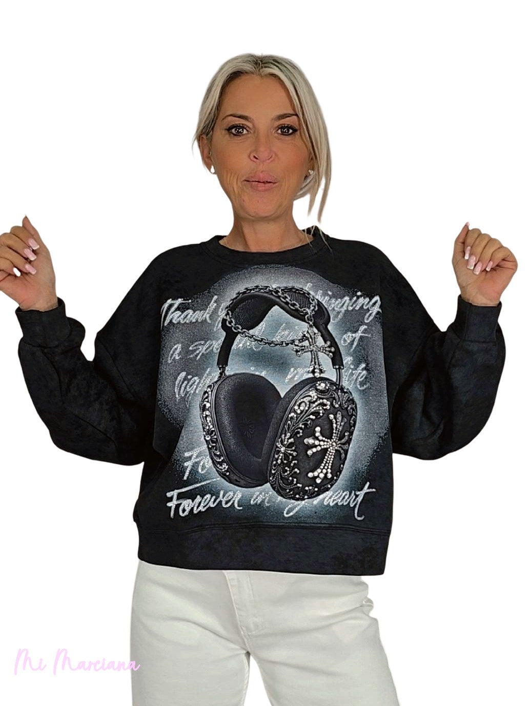 SUDADERA CORTA AURICULARES STRASS JOT