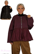 CHAQUETA COMBINADA GLOBO TAFETÁN