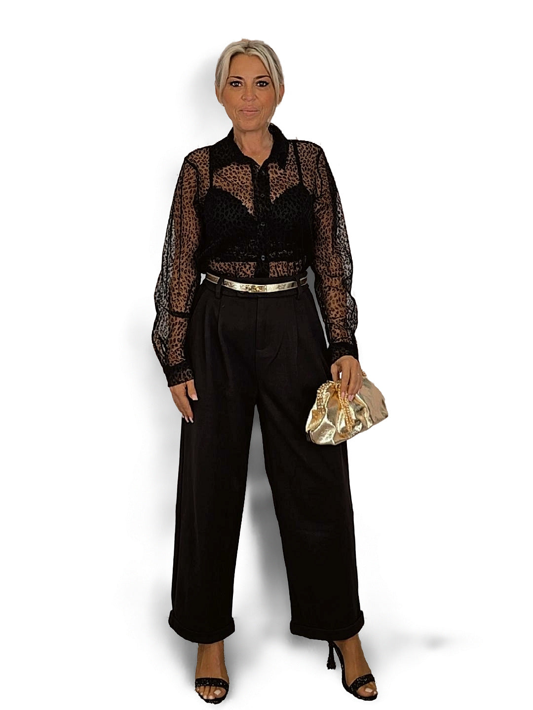 CAMISA FLOCADA TRASPARENTE TUL ANIMAL PRINT