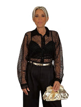 CAMISA FLOCADA TRASPARENTE TUL ANIMAL PRINT