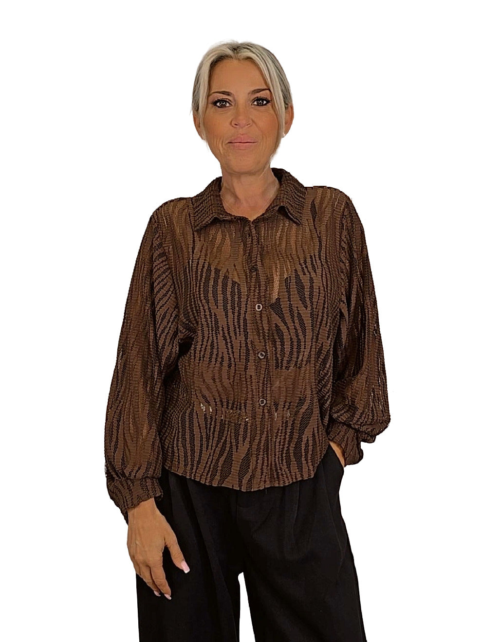 BLUSA SEMITRANSPARENTE REJILLA