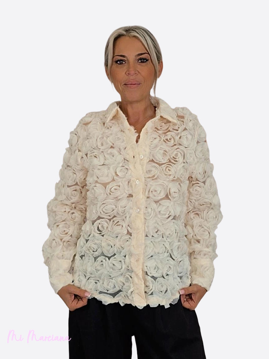 CAMISA TUL FLORES 3D JOT