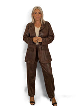 BROWN AGED SUEDE SET