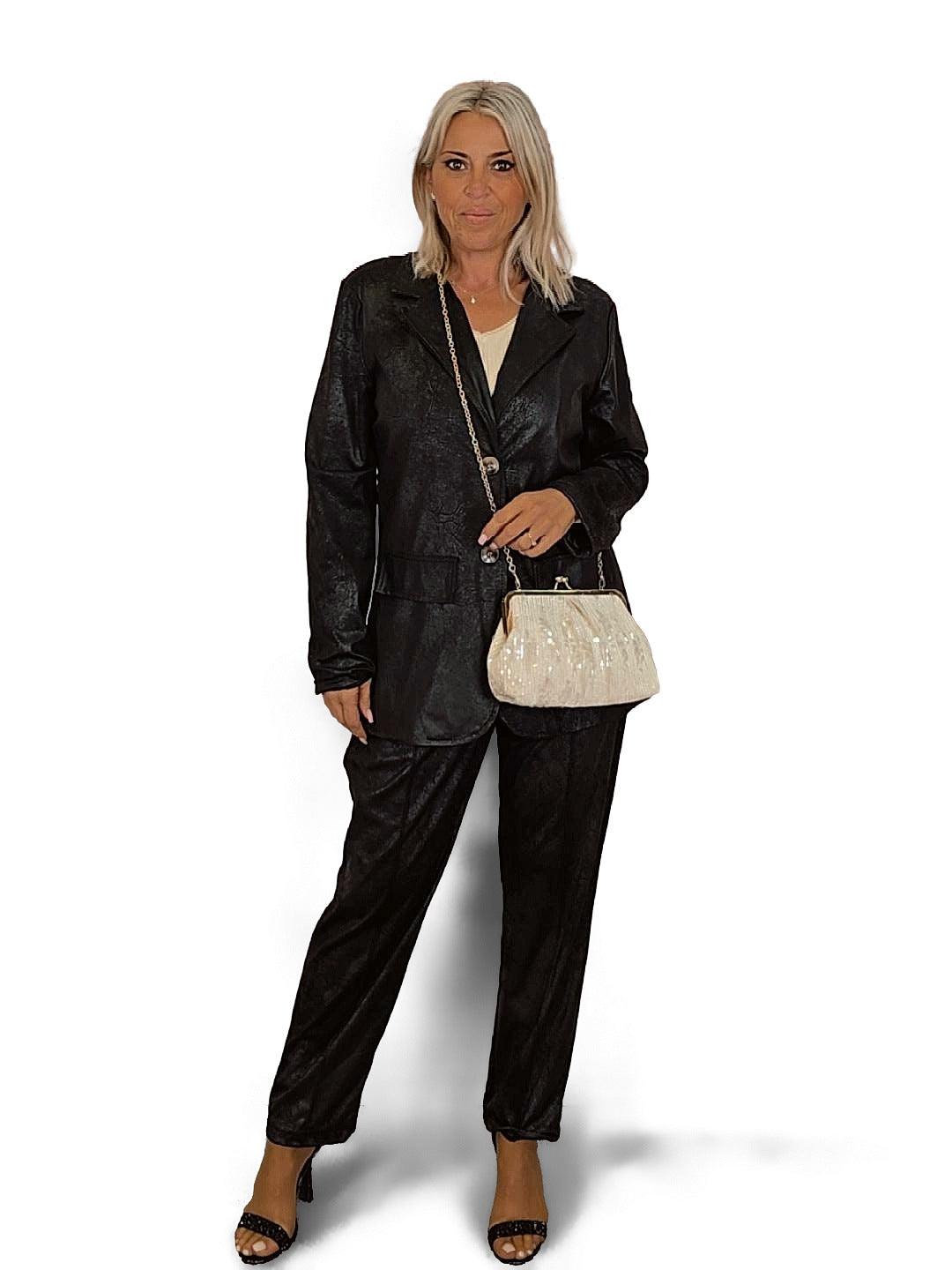 ENSEMBLE EN DAIM VIEILLI NOIR