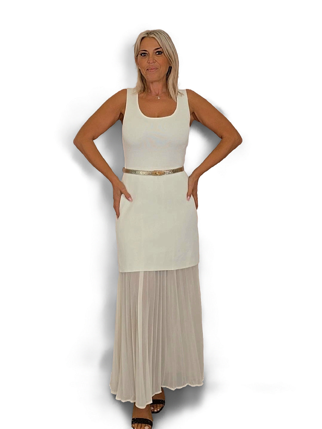 VESTIDO PUNTO COMBINADO PLISADO