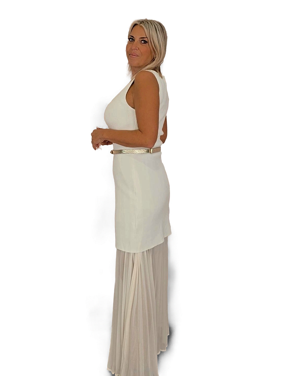 VESTIDO PUNTO COMBINADO PLISADO