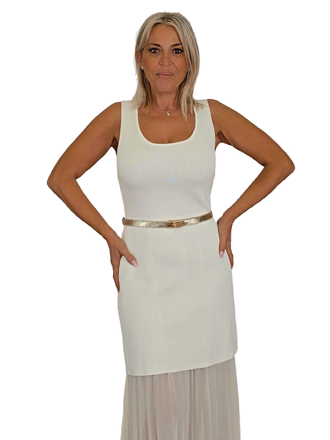 VESTIDO PUNTO COMBINADO PLISADO