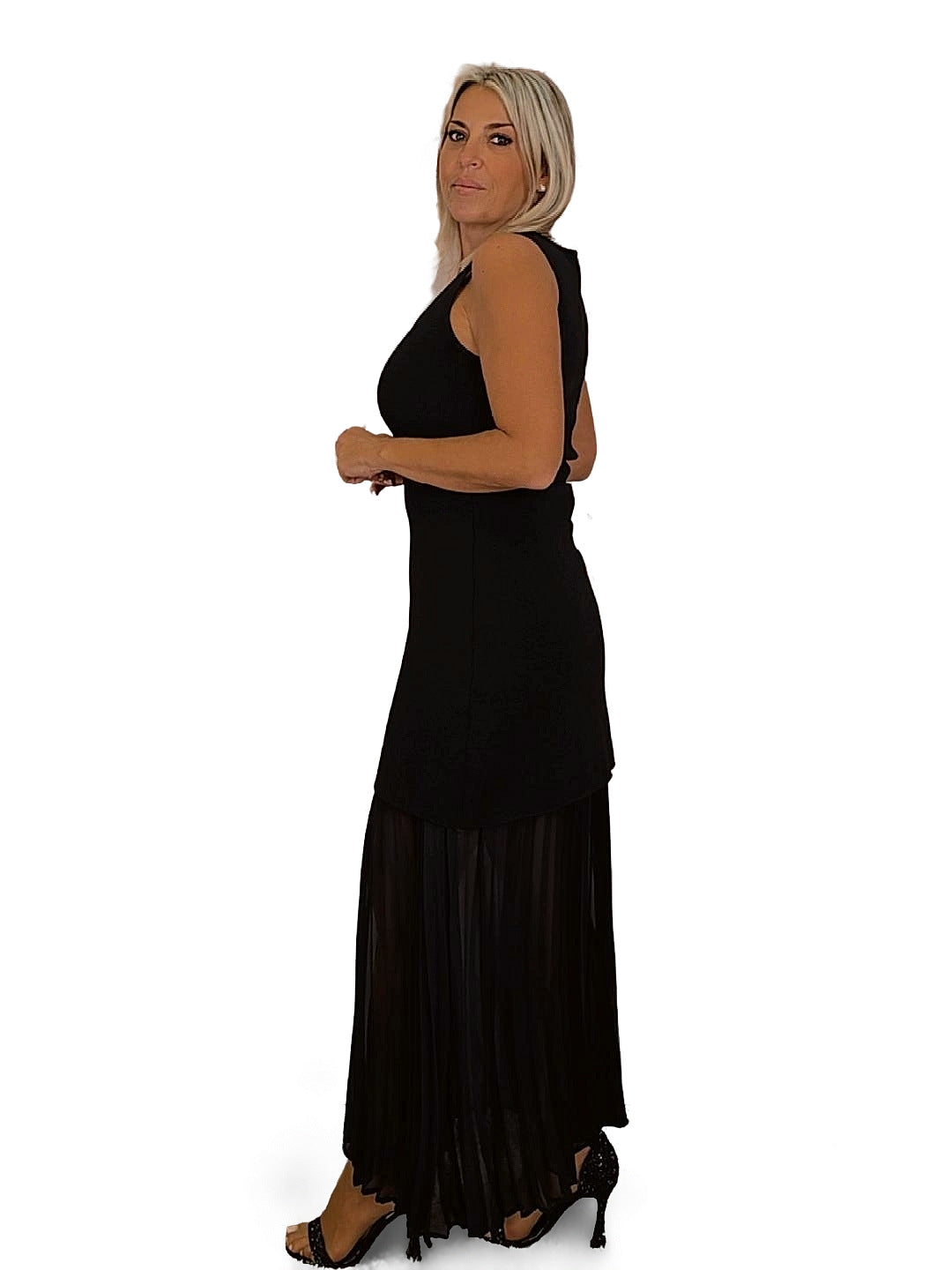 VESTIDO PUNTO COMBINADO PLISADO