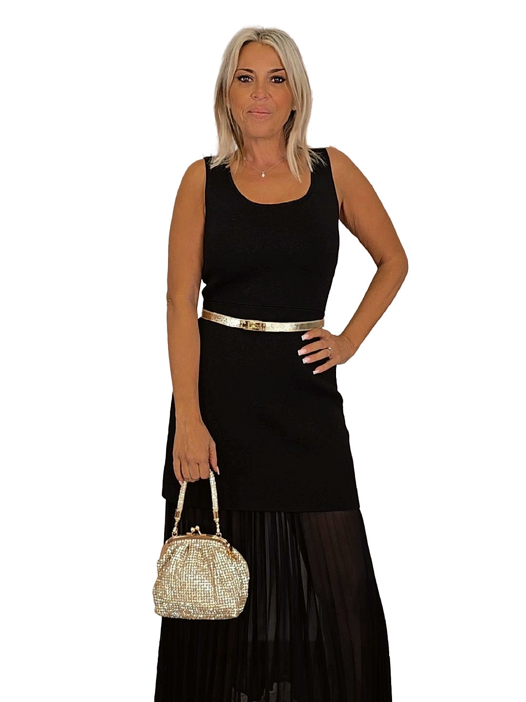 VESTIDO PUNTO COMBINADO PLISADO