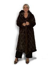 CAPPOTTO IN ECOPELLE CON FANTASIA A ROMBI E CAPPUCCIO