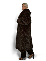 CAPPOTTO IN ECOPELLE CON FANTASIA A ROMBI E CAPPUCCIO