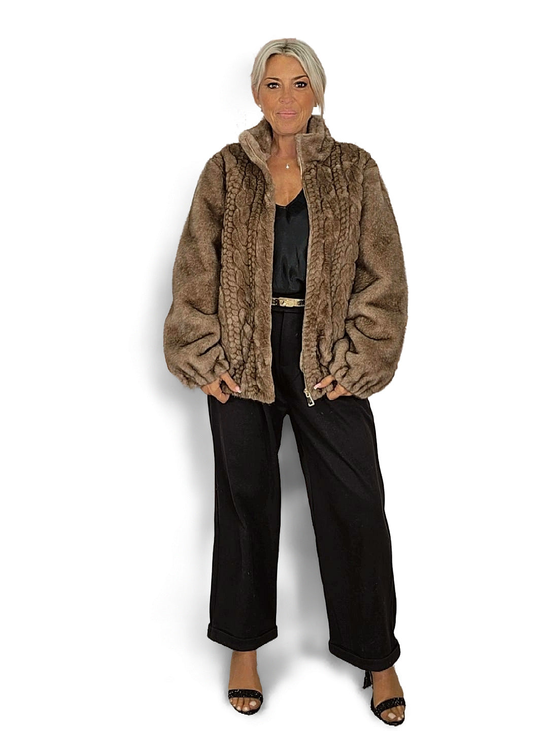 GIACCA IN ECOPELLE INTRECCIATA