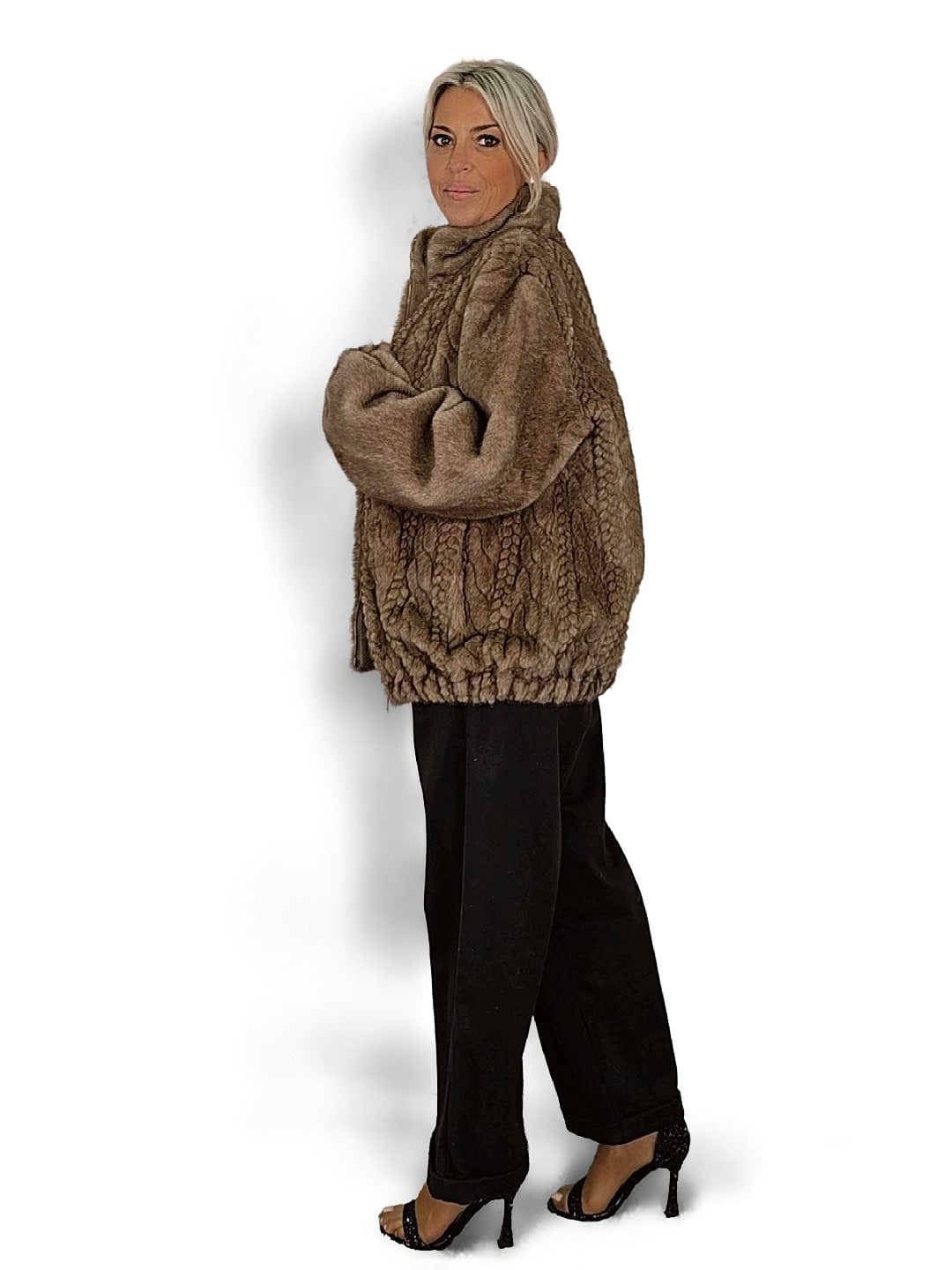 GIACCA IN ECOPELLE INTRECCIATA