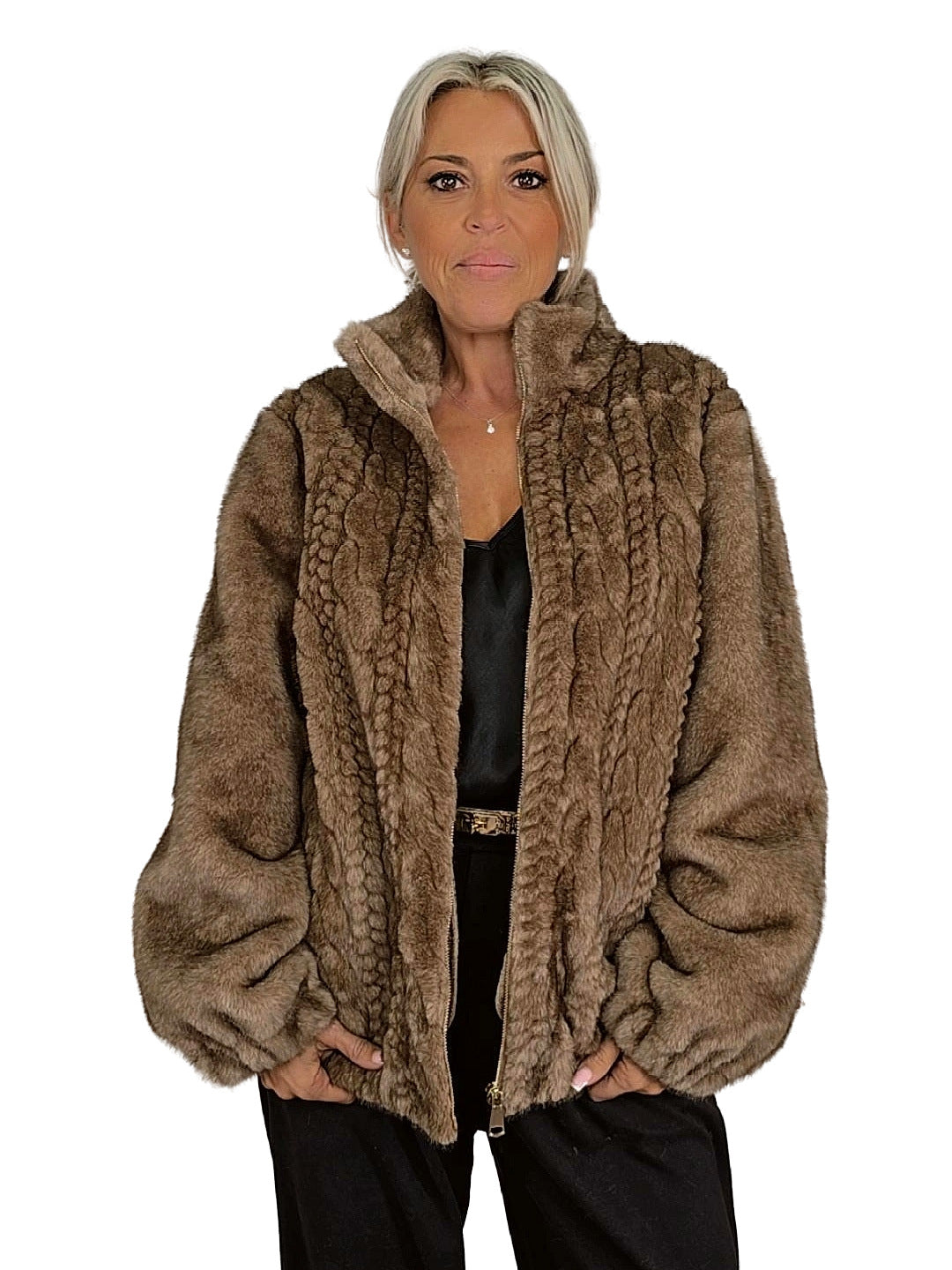 GIACCA IN ECOPELLE INTRECCIATA