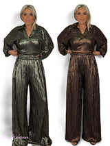 PANTALÓN ANCHO GLOW METALIZADO JOT