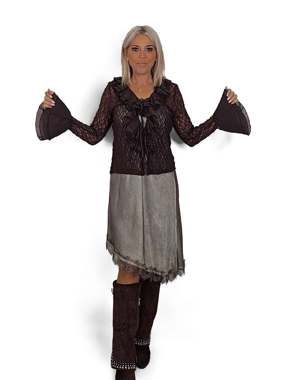 CHAQUETA ENCAJE VOLANTES JOT