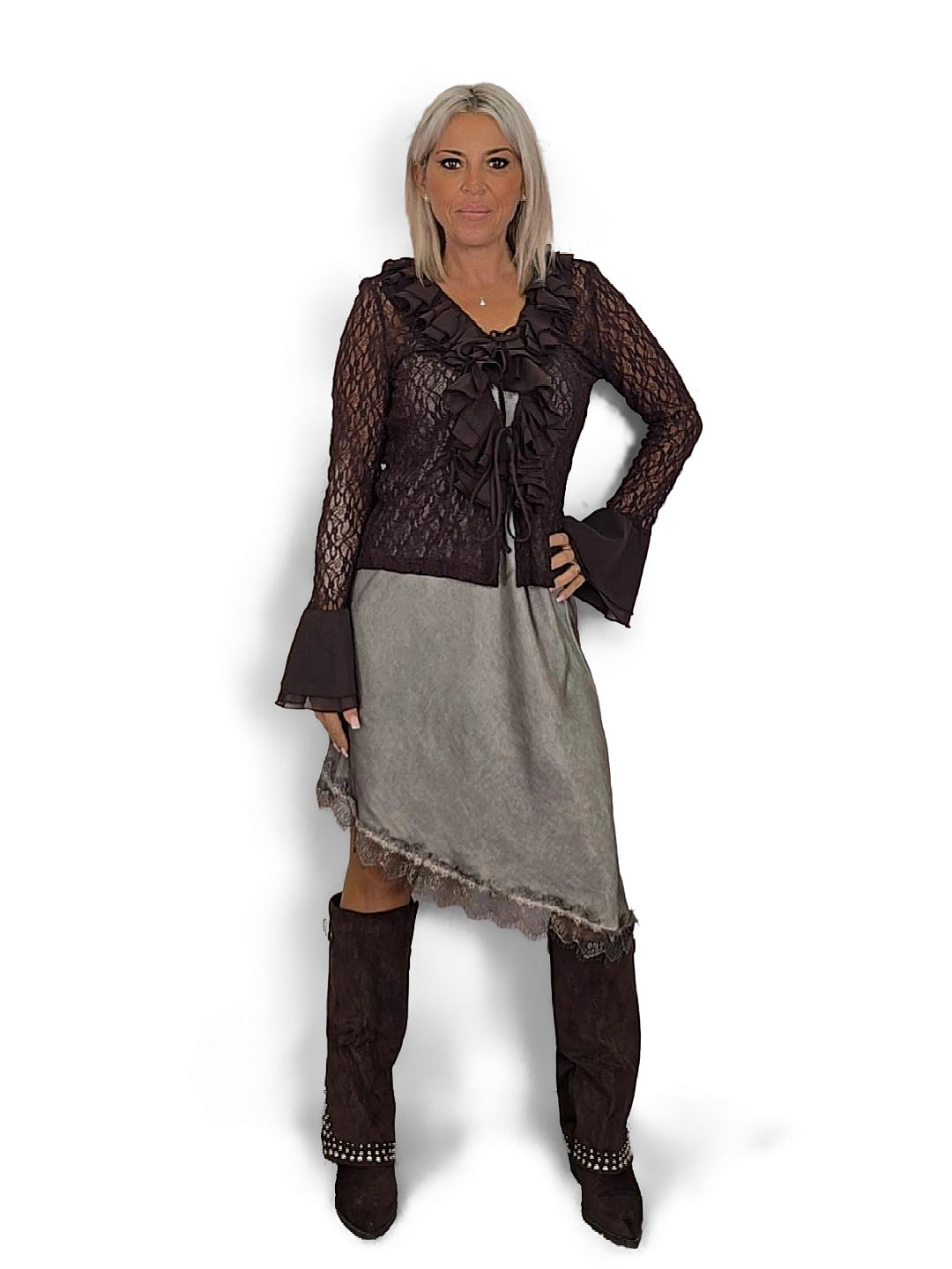 CHAQUETA ENCAJE VOLANTES JOT