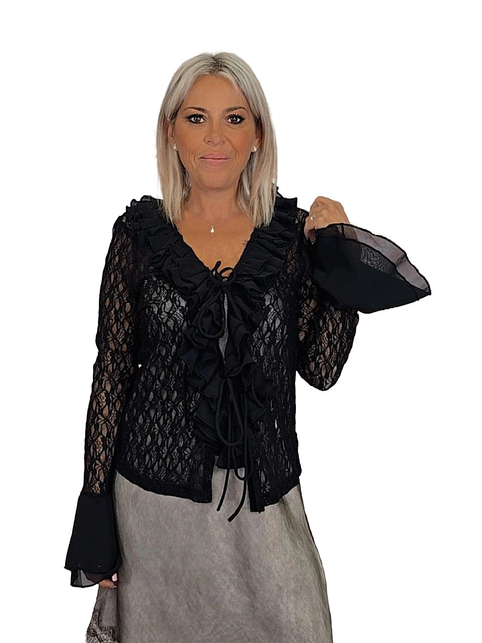 CHAQUETA ENCAJE VOLANTES JOT