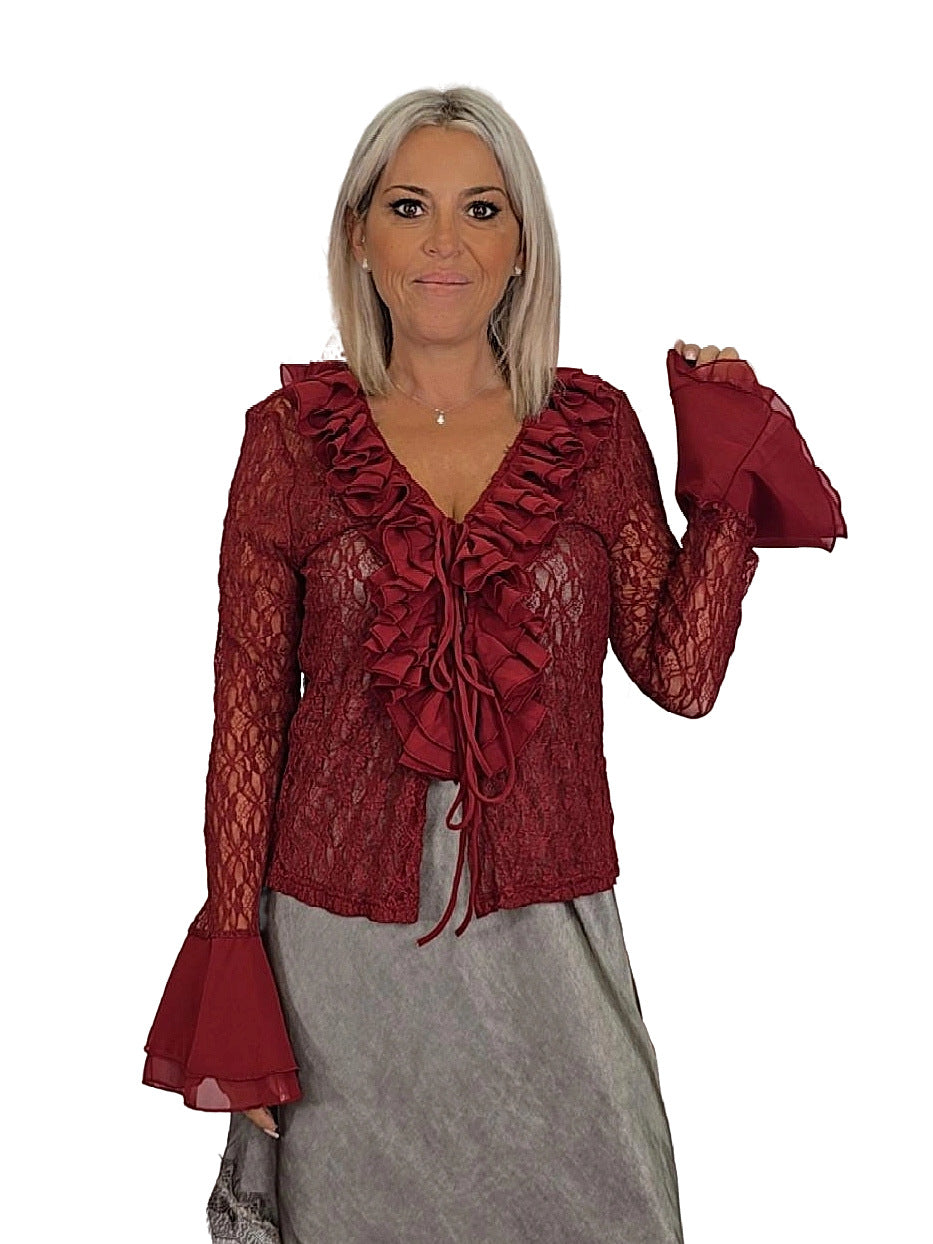 CHAQUETA ENCAJE VOLANTES JOT